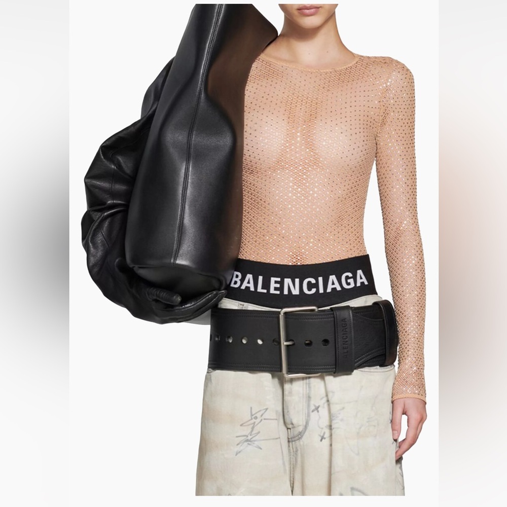 Balenciaga Crystal Mesh Top in beige - size small - NWT